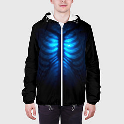 Куртка с капюшоном мужская Душа синяя - позвоночник и рёбра просвечиваются, цвет: 3D-белый — фото 2