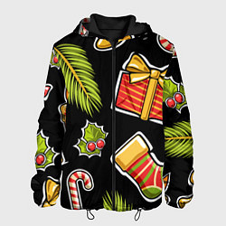 Куртка с капюшоном мужская Рождественский вайб, цвет: 3D-черный
