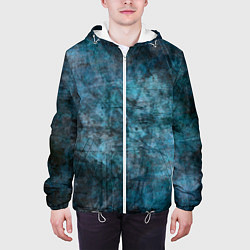 Куртка с капюшоном мужская Абстракция - dark blue, цвет: 3D-белый — фото 2