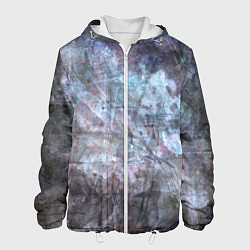 Куртка с капюшоном мужская Абстракция - gray-blue hurricane, цвет: 3D-белый