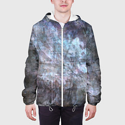 Куртка с капюшоном мужская Абстракция - gray-blue hurricane, цвет: 3D-белый — фото 2