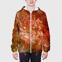 Куртка с капюшоном мужская Абстракция - bright red, цвет: 3D-белый — фото 2