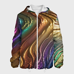 Куртка с капюшоном мужская Сморщенные складочки жидкости, цвет: 3D-белый