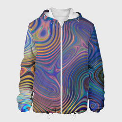 Куртка с капюшоном мужская Абстрактная рябь, цвет: 3D-белый