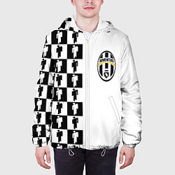 Куртка с капюшоном мужская Ювентус паттерн люди, цвет: 3D-белый — фото 2