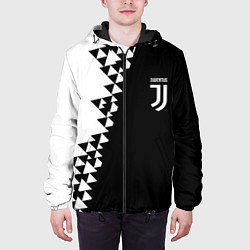 Куртка с капюшоном мужская Juventus черно белая геометрия текстура, цвет: 3D-черный — фото 2