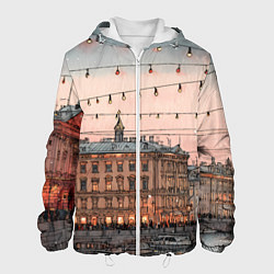Куртка с капюшоном мужская Новогодний зимний Питер, цвет: 3D-белый