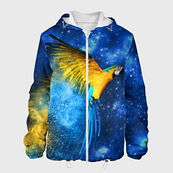 Куртка с капюшоном мужская Космический попугай, цвет: 3D-белый