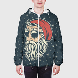 Куртка с капюшоном мужская Санта хипстер, цвет: 3D-белый — фото 2
