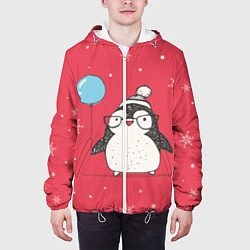 Куртка с капюшоном мужская Влюбленная пингвинка, цвет: 3D-белый — фото 2