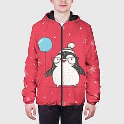 Куртка с капюшоном мужская Влюбленная пингвинка, цвет: 3D-черный — фото 2