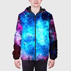 Куртка с капюшоном мужская Голубая вселенная, цвет: 3D-черный — фото 2