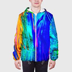 Куртка с капюшоном мужская Разводы красок, цвет: 3D-белый — фото 2
