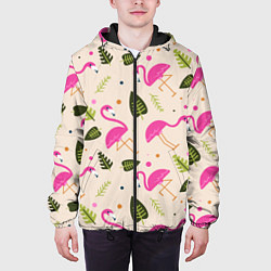 Куртка с капюшоном мужская Нежный фламинго, цвет: 3D-черный — фото 2
