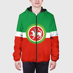 Куртка с капюшоном мужская Татарстан: флаг цвета 3D-черный — фото 2