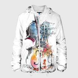 Куртка с капюшоном мужская Скрипка, цвет: 3D-белый