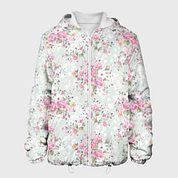Куртка с капюшоном мужская Flower pattern, цвет: 3D-белый