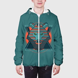 Куртка с капюшоном мужская Геометрический волк, цвет: 3D-белый — фото 2
