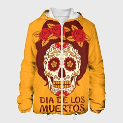 Куртка с капюшоном мужская Мексиканский череп, цвет: 3D-белый