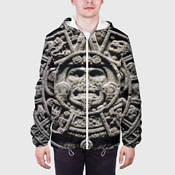 Куртка с капюшоном мужская Календарь ацтеков, цвет: 3D-белый — фото 2