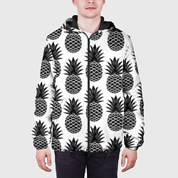 Куртка с капюшоном мужская Ананасы 3, цвет: 3D-черный — фото 2