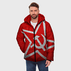 Куртка зимняя мужская Флаг СССР: Серп и Молот, цвет: 3D-черный — фото 2
