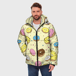 Куртка зимняя мужская Сладкие пончики, цвет: 3D-красный — фото 2