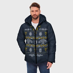 Куртка зимняя мужская Новогодний свитер Чужой, цвет: 3D-черный — фото 2
