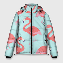 Куртка зимняя мужская Розовые фламинго, цвет: 3D-светло-серый