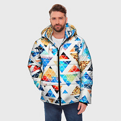 Куртка зимняя мужская Космические треугольники, цвет: 3D-черный — фото 2