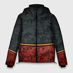 Куртка зимняя мужская Узоры Black and Red, цвет: 3D-красный