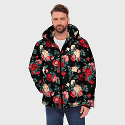 Куртка зимняя мужская Кустовые розы, цвет: 3D-черный — фото 2