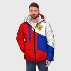 Куртка зимняя мужская Russia: Geometry Tricolor, цвет: 3D-светло-серый — фото 2