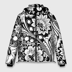 Куртка зимняя мужская Хохлома черно-белая, цвет: 3D-черный