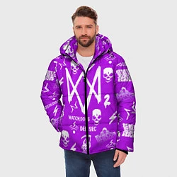 Куртка зимняя мужская Watch Dogs 2: Violet Pattern, цвет: 3D-черный — фото 2
