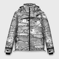 Куртка зимняя мужская Рыбы графика, цвет: 3D-черный