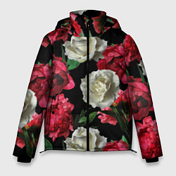 Куртка зимняя мужская Красные и белые розы, цвет: 3D-красный