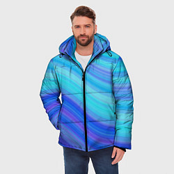 Куртка зимняя мужская Абстракция волны, цвет: 3D-черный — фото 2