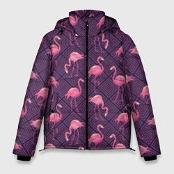 Куртка зимняя мужская Фиолетовые фламинго, цвет: 3D-светло-серый