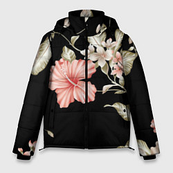 Куртка зимняя мужская Красивые Цветочки, цвет: 3D-светло-серый