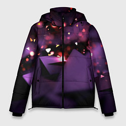 Мужская зимняя куртка Фиолетовая абстракция с блестками