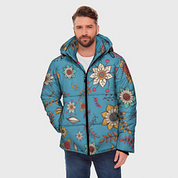 Куртка зимняя мужская Цветочный рай узор, цвет: 3D-красный — фото 2