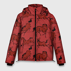 Куртка зимняя мужская Красные кони, цвет: 3D-черный