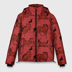 Куртка зимняя мужская Красные кони, цвет: 3D-черный