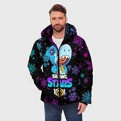Куртка зимняя мужская BRAWL STARS LEON НОВОГОДНИЙ, цвет: 3D-черный — фото 2