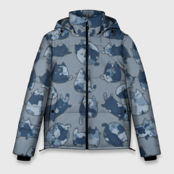 Мужская зимняя куртка Камуфляж с котиками серо-голубой