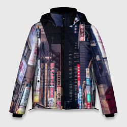 Куртка зимняя мужская Ночной Токио, цвет: 3D-черный
