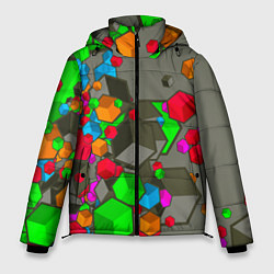 Куртка зимняя мужская Кубики, цвет: 3D-черный