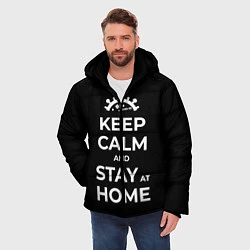 Куртка зимняя мужская Keep calm and stay at home, цвет: 3D-черный — фото 2