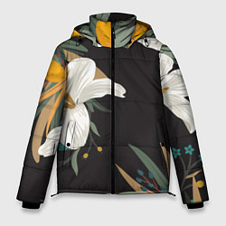 Куртка зимняя мужская Цветочный арт, цвет: 3D-черный